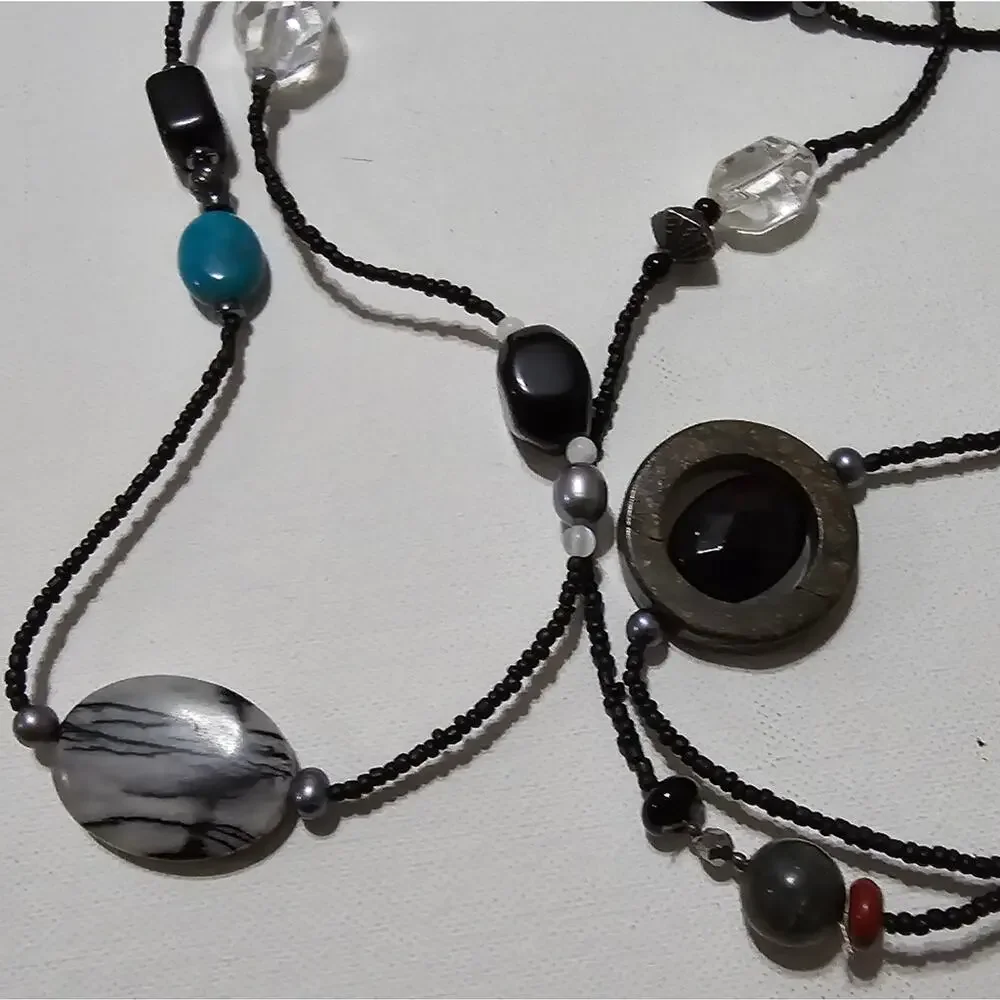 SILPADA NECKLACE SS Hematite Turquoise Pearl Obsidian Bronzite Boho N1967‎